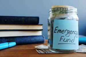 Emergency fund jar with money inside